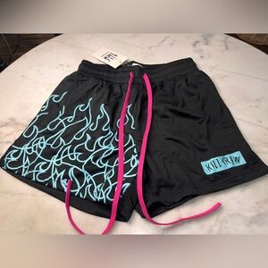 Kill Crew Muay Thai Flame Shorts - Black/Teal